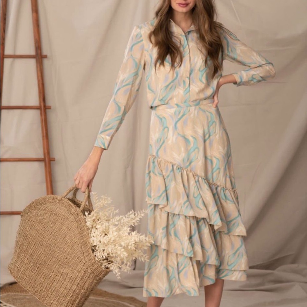 Womens Multi-Color Shirt & Skirt Matching Set